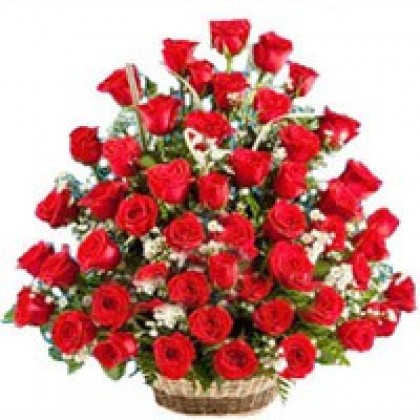 50 Red Roses Basket